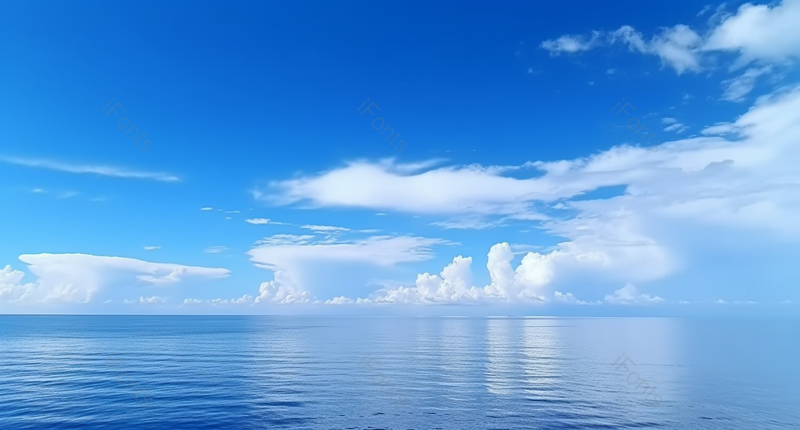 天气晴朗广阔平静的海面蓝色的天空和白云美丽的无人场景自然环境图像摄影,高清,摄影图,摄影图片,图片大全,摄影图免费下载